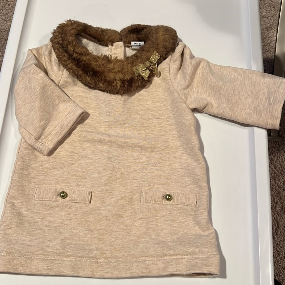 Janie and Jack Dress with Fur Collar